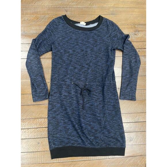 Converse Sweater Dress Womens XS Blue Space Dye Knit Long Sleeve Drawstring - Picture 1 of 9